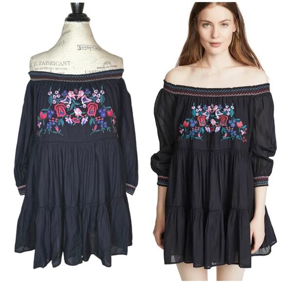 Free People | Women | Sunbeams Floral Embroidered Off Shoulder Sun Dress | Small - Picture 1 of 14